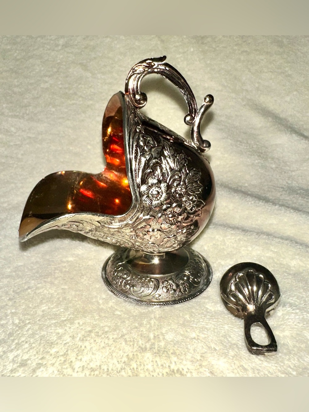 Vintage As-Is Silver Plated Sugar Scuttle & Scoop DIY Project